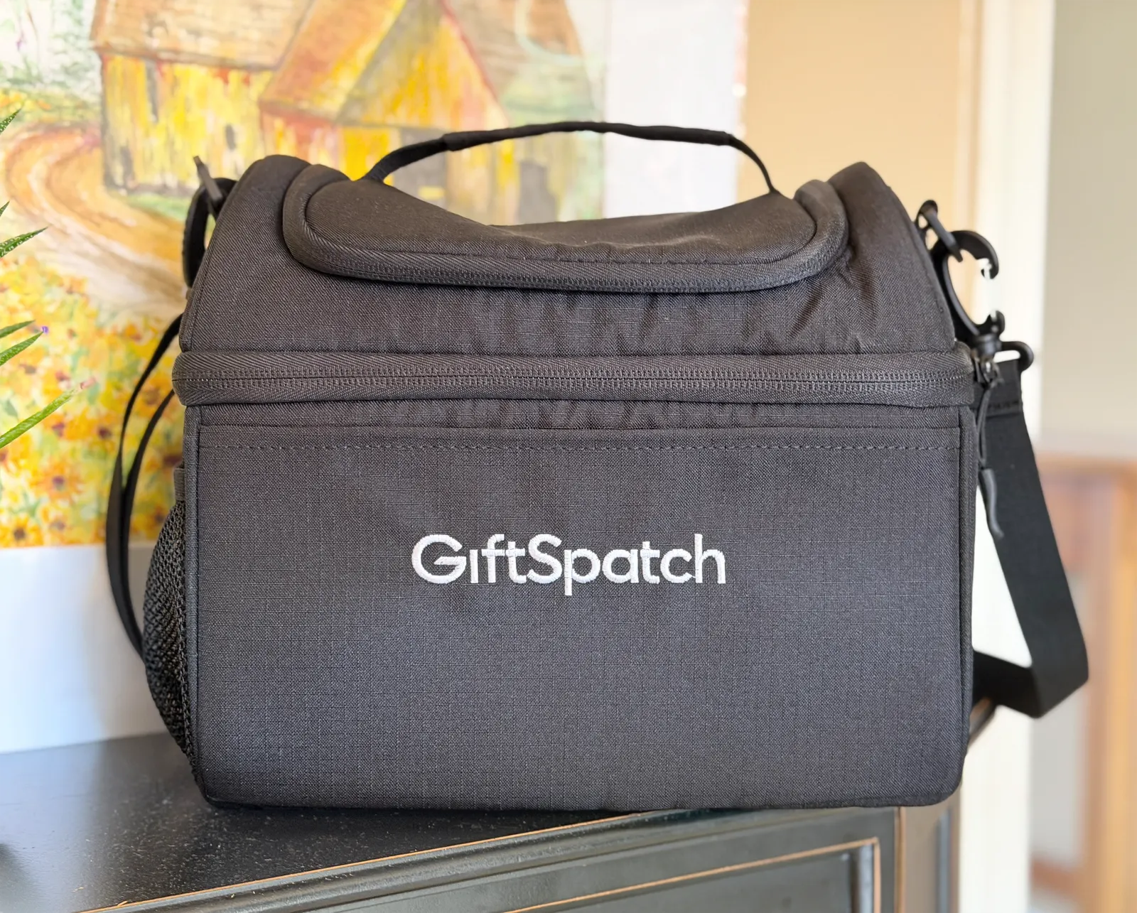 A branded cooler bag