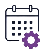 A calendar with a gear
